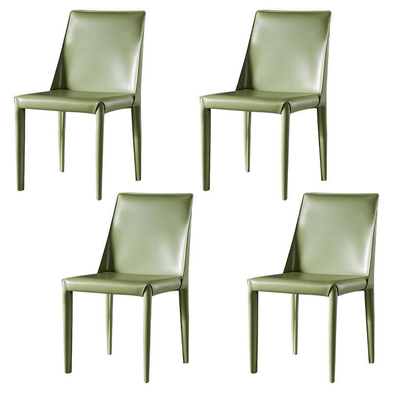 Designer Style Restaurant Saddle Leather Side Chair Matte Finish Parsons Dining Chair Green 4 Piece Set Clearhalo ' kitchen&dining_furn' 'Dining Chairs' 'Dining Tables & Seating' 'dining_chair' 'furn' 'furn_dining_chair' 'Furniture' 'furniture_dining_chair' 'Kitchen & Dining Furniture' 'kitchen' 3779462
