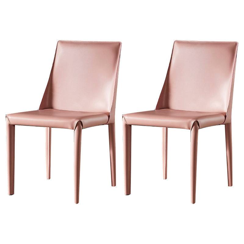 Designer Style Restaurant Saddle Leather Side Chair Matte Finish Parsons Dining Chair Light Pink 2 Piece Set Clearhalo ' kitchen&dining_furn' 'Dining Chairs' 'Dining Tables & Seating' 'dining_chair' 'furn' 'furn_dining_chair' 'Furniture' 'furniture_dining_chair' 'Kitchen & Dining Furniture' 'kitchen' 3779467