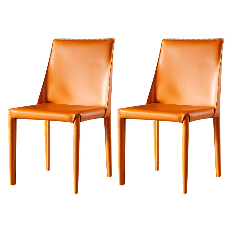 Designer Style Restaurant Saddle Leather Side Chair Matte Finish Parsons Dining Chair Orange 2 Piece Set Clearhalo ' kitchen&dining_furn' 'Dining Chairs' 'Dining Tables & Seating' 'dining_chair' 'furn' 'furn_dining_chair' 'Furniture' 'furniture_dining_chair' 'Kitchen & Dining Furniture' 'kitchen' 3779470