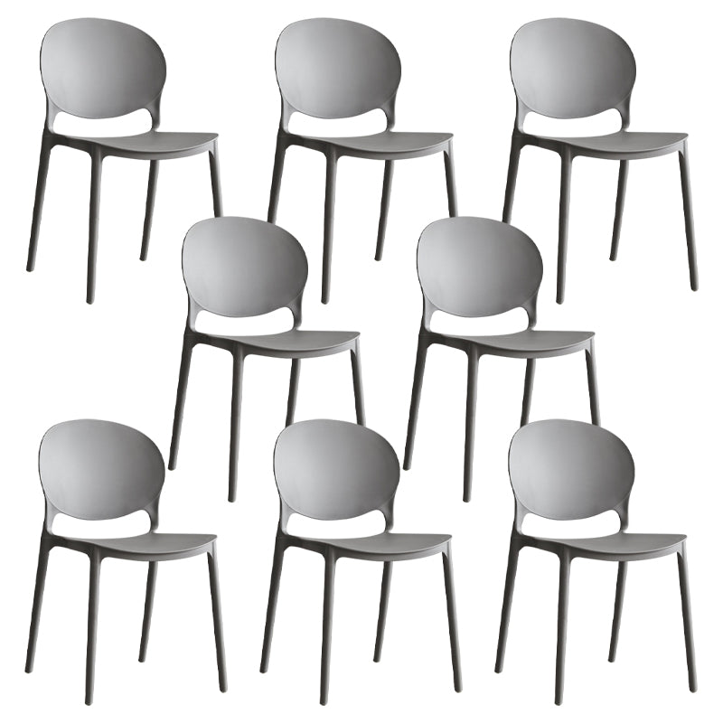 Scandinavian Armless Dining Chairs Plastic Indoor Stackable Open Back Side Chair Dark Gray 8 Piece Set Clearhalo ' kitchen&dining_furn' 'Dining Chairs' 'Dining Tables & Seating' 'dining_chair' 'furn' 'furn_dining_chair' 'Furniture' 'furniture_dining_chair' 'Kitchen & Dining Furniture' 'kitchen' 3779485