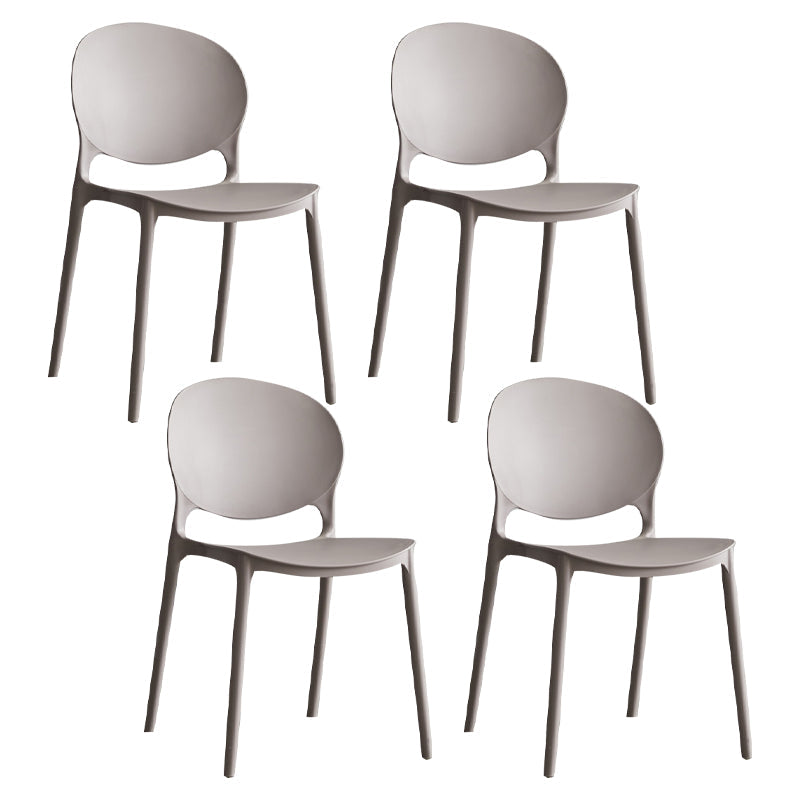 Scandinavian Armless Dining Chairs Plastic Indoor Stackable Open Back Side Chair Light Gray 4 Piece Set Clearhalo ' kitchen&dining_furn' 'Dining Chairs' 'Dining Tables & Seating' 'dining_chair' 'furn' 'furn_dining_chair' 'Furniture' 'furniture_dining_chair' 'Kitchen & Dining Furniture' 'kitchen' 3779488