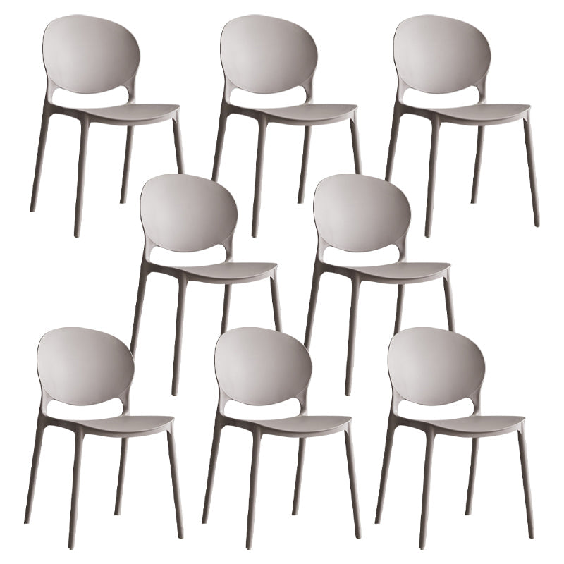 Scandinavian Armless Dining Chairs Plastic Indoor Stackable Open Back Side Chair Light Gray 8 Piece Set Clearhalo ' kitchen&dining_furn' 'Dining Chairs' 'Dining Tables & Seating' 'dining_chair' 'furn' 'furn_dining_chair' 'Furniture' 'furniture_dining_chair' 'Kitchen & Dining Furniture' 'kitchen' 3779490