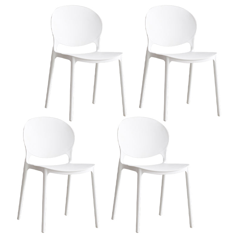 Scandinavian Armless Dining Chairs Plastic Indoor Stackable Open Back Side Chair White 4 Piece Set Clearhalo ' kitchen&dining_furn' 'Dining Chairs' 'Dining Tables & Seating' 'dining_chair' 'furn' 'furn_dining_chair' 'Furniture' 'furniture_dining_chair' 'Kitchen & Dining Furniture' 'kitchen' 3779492