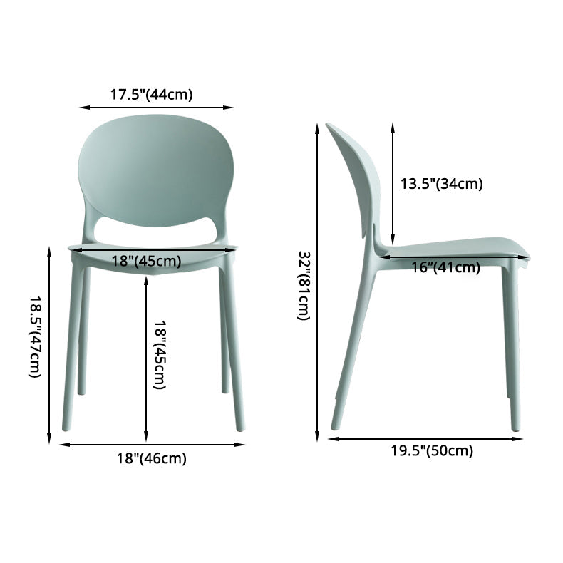 Scandinavian Armless Dining Chairs Plastic Indoor Stackable Open Back Side Chair Clearhalo ' kitchen&dining_furn' 'Dining Chairs' 'Dining Tables & Seating' 'dining_chair' 'furn' 'furn_dining_chair' 'Furniture' 'furniture_dining_chair' 'Kitchen & Dining Furniture' 'kitchen' 3779493