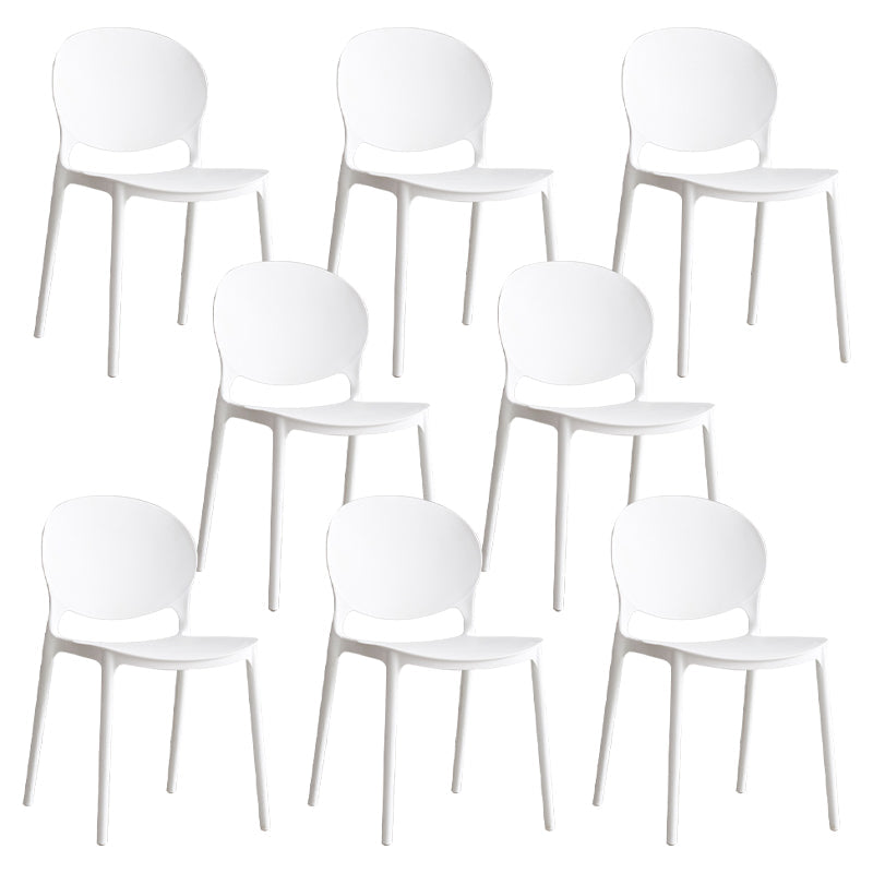 Scandinavian Armless Dining Chairs Plastic Indoor Stackable Open Back Side Chair White 8 Piece Set Clearhalo ' kitchen&dining_furn' 'Dining Chairs' 'Dining Tables & Seating' 'dining_chair' 'furn' 'furn_dining_chair' 'Furniture' 'furniture_dining_chair' 'Kitchen & Dining Furniture' 'kitchen' 3779494