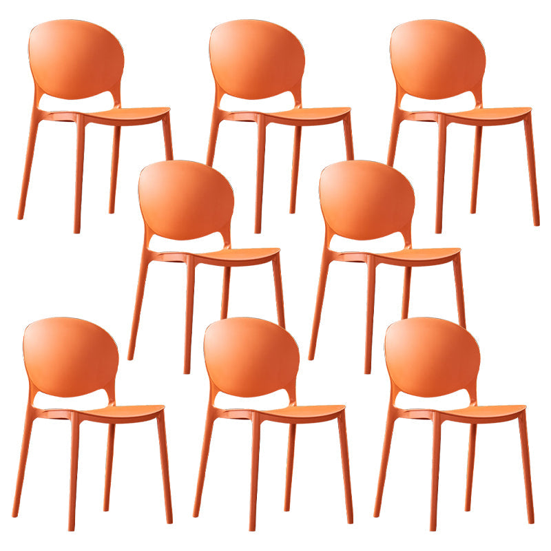 Scandinavian Armless Dining Chairs Plastic Indoor Stackable Open Back Side Chair Orange 8 Piece Set Clearhalo ' kitchen&dining_furn' 'Dining Chairs' 'Dining Tables & Seating' 'dining_chair' 'furn' 'furn_dining_chair' 'Furniture' 'furniture_dining_chair' 'Kitchen & Dining Furniture' 'kitchen' 3779505