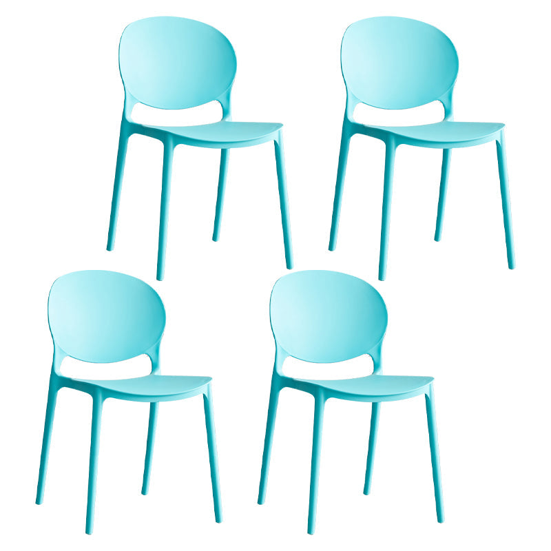 Scandinavian Armless Dining Chairs Plastic Indoor Stackable Open Back Side Chair Sky Blue 4 Piece Set Clearhalo ' kitchen&dining_furn' 'Dining Chairs' 'Dining Tables & Seating' 'dining_chair' 'furn' 'furn_dining_chair' 'Furniture' 'furniture_dining_chair' 'Kitchen & Dining Furniture' 'kitchen' 3779508