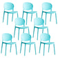 Scandinavian Armless Dining Chairs Plastic Indoor Stackable Open Back Side Chair Sky Blue 8 Piece Set Clearhalo ' kitchen&dining_furn' 'Dining Chairs' 'Dining Tables & Seating' 'dining_chair' 'furn' 'furn_dining_chair' 'Furniture' 'furniture_dining_chair' 'Kitchen & Dining Furniture' 'kitchen' 3779509
