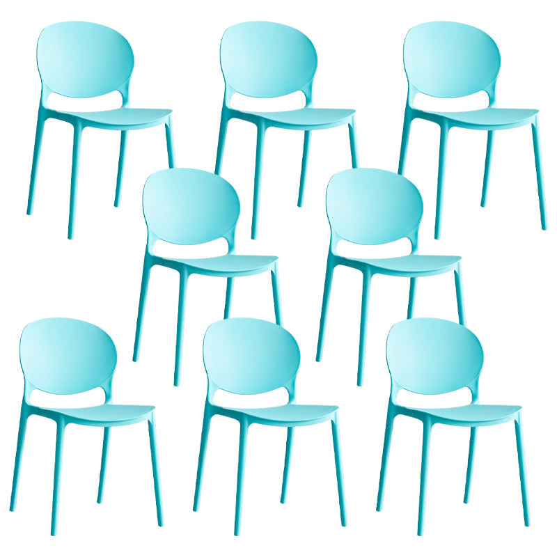 Scandinavian Armless Dining Chairs Plastic Indoor Stackable Open Back Side Chair Sky Blue 8 Piece Set Clearhalo ' kitchen&dining_furn' 'Dining Chairs' 'Dining Tables & Seating' 'dining_chair' 'furn' 'furn_dining_chair' 'Furniture' 'furniture_dining_chair' 'Kitchen & Dining Furniture' 'kitchen' 3779509