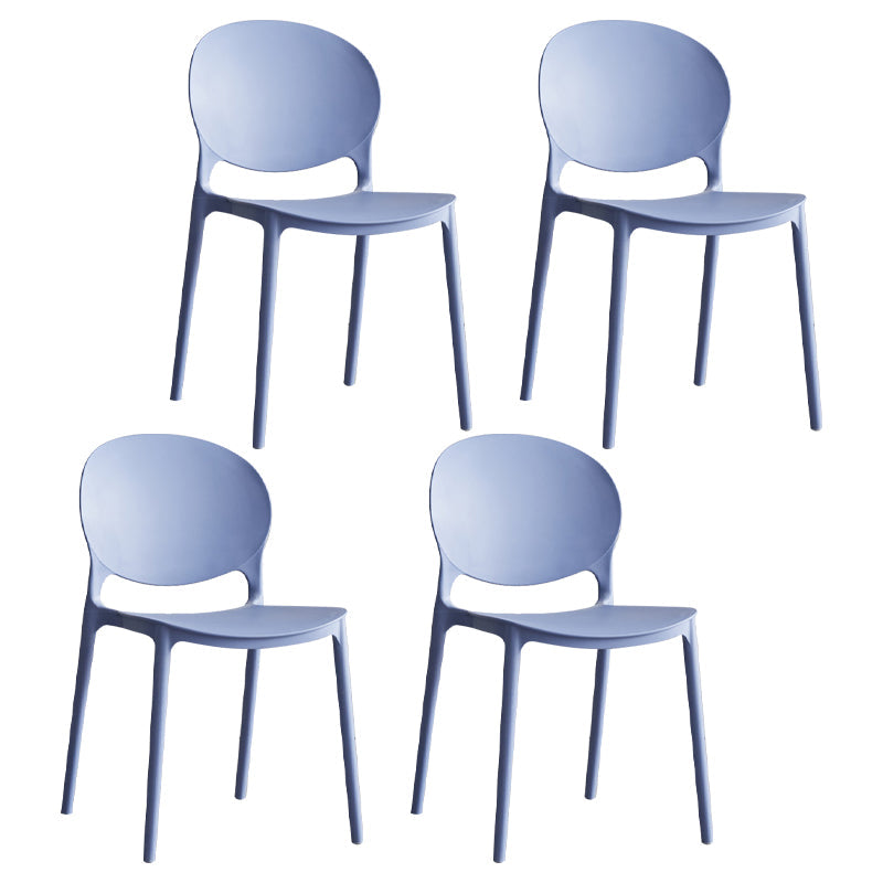 Scandinavian Armless Dining Chairs Plastic Indoor Stackable Open Back Side Chair Purple 4 Piece Set Clearhalo ' kitchen&dining_furn' 'Dining Chairs' 'Dining Tables & Seating' 'dining_chair' 'furn' 'furn_dining_chair' 'Furniture' 'furniture_dining_chair' 'Kitchen & Dining Furniture' 'kitchen' 3779510