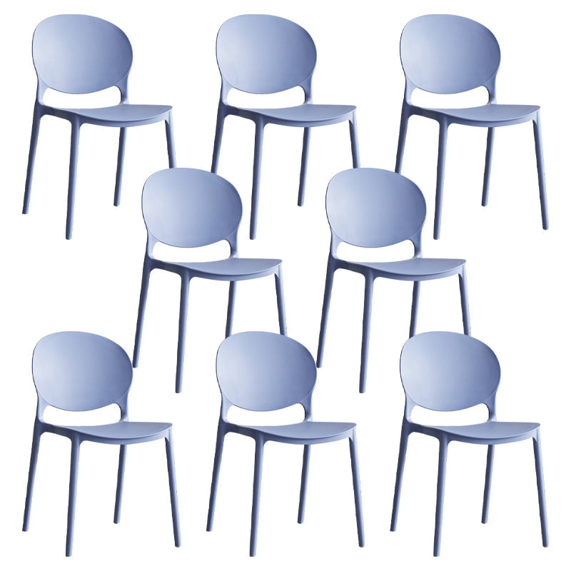 Scandinavian Armless Dining Chairs Plastic Indoor Stackable Open Back Side Chair Purple 8 Piece Set Clearhalo ' kitchen&dining_furn' 'Dining Chairs' 'Dining Tables & Seating' 'dining_chair' 'furn' 'furn_dining_chair' 'Furniture' 'furniture_dining_chair' 'Kitchen & Dining Furniture' 'kitchen' 3779511