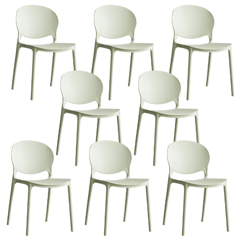 Scandinavian Armless Dining Chairs Plastic Indoor Stackable Open Back Side Chair Light Green 8 Piece Set Clearhalo ' kitchen&dining_furn' 'Dining Chairs' 'Dining Tables & Seating' 'dining_chair' 'furn' 'furn_dining_chair' 'Furniture' 'furniture_dining_chair' 'Kitchen & Dining Furniture' 'kitchen' 3779513