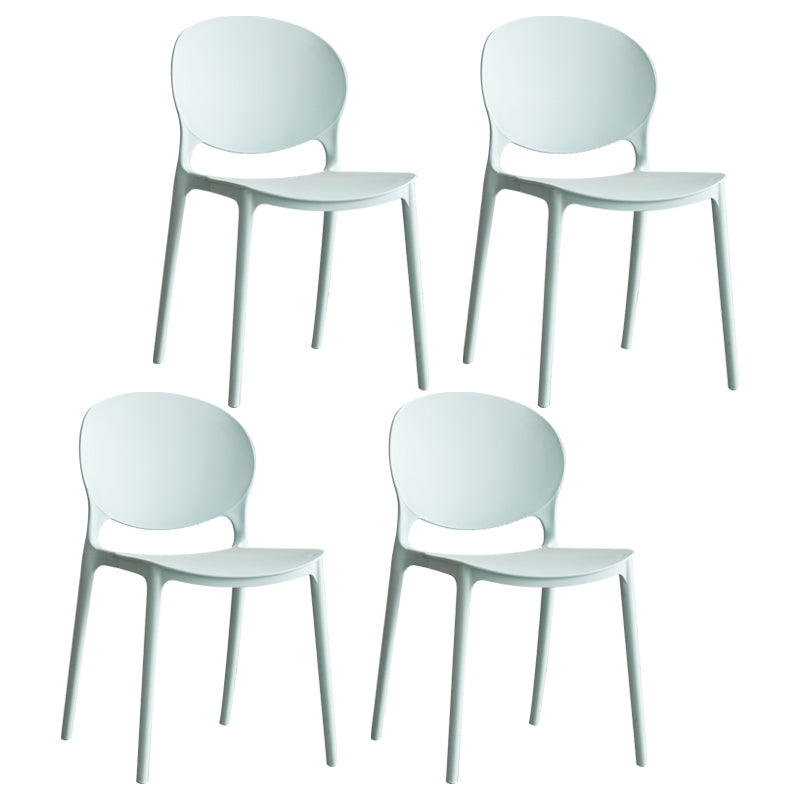 Scandinavian Armless Dining Chairs Plastic Indoor Stackable Open Back Side Chair Lake Blue 4 Piece Set Clearhalo ' kitchen&dining_furn' 'Dining Chairs' 'Dining Tables & Seating' 'dining_chair' 'furn' 'furn_dining_chair' 'Furniture' 'furniture_dining_chair' 'Kitchen & Dining Furniture' 'kitchen' 3779516