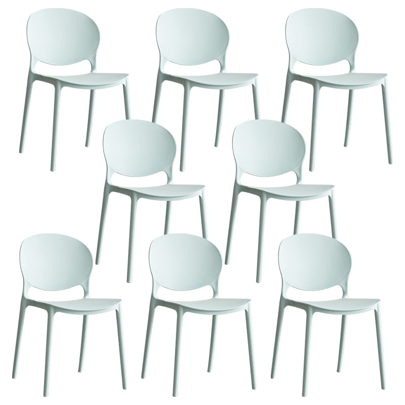 Scandinavian Armless Dining Chairs Plastic Indoor Stackable Open Back Side Chair Lake Blue 8 Piece Set Clearhalo ' kitchen&dining_furn' 'Dining Chairs' 'Dining Tables & Seating' 'dining_chair' 'furn' 'furn_dining_chair' 'Furniture' 'furniture_dining_chair' 'Kitchen & Dining Furniture' 'kitchen' 3779517