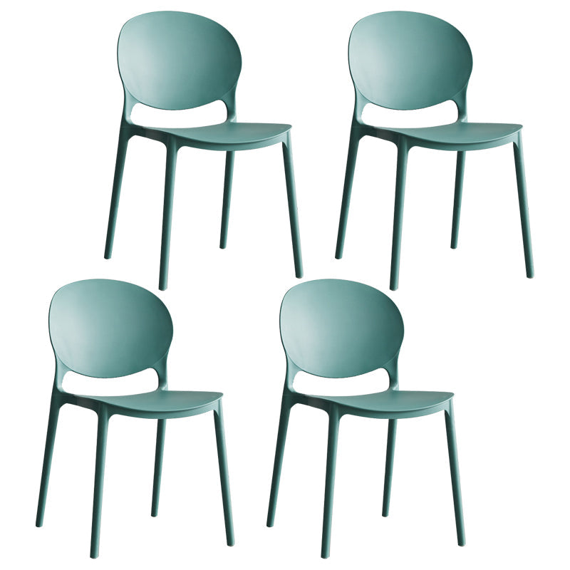 Scandinavian Armless Dining Chairs Plastic Indoor Stackable Open Back Side Chair Blackish Green 4 Piece Set Clearhalo ' kitchen&dining_furn' 'Dining Chairs' 'Dining Tables & Seating' 'dining_chair' 'furn' 'furn_dining_chair' 'Furniture' 'furniture_dining_chair' 'Kitchen & Dining Furniture' 'kitchen' 3779520