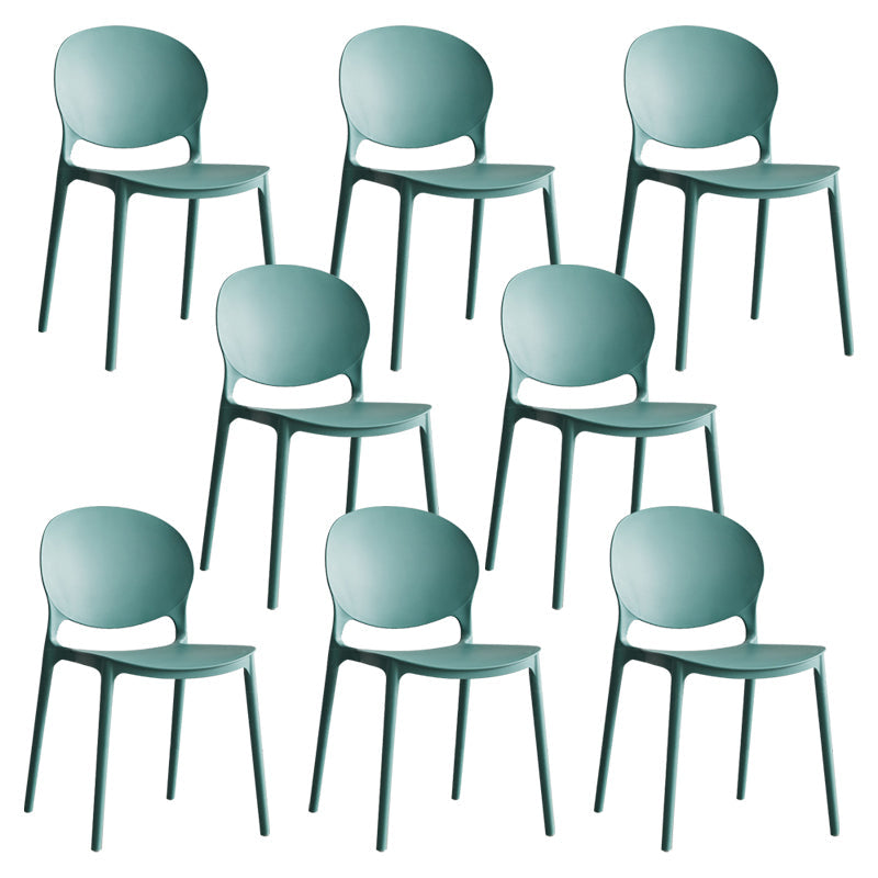 Scandinavian Armless Dining Chairs Plastic Indoor Stackable Open Back Side Chair Blackish Green 8 Piece Set Clearhalo ' kitchen&dining_furn' 'Dining Chairs' 'Dining Tables & Seating' 'dining_chair' 'furn' 'furn_dining_chair' 'Furniture' 'furniture_dining_chair' 'Kitchen & Dining Furniture' 'kitchen' 3779521