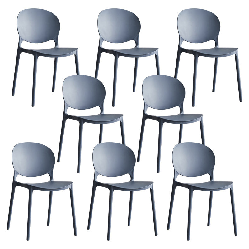 Scandinavian Armless Dining Chairs Plastic Indoor Stackable Open Back Side Chair Gray Blue 8 Piece Set Clearhalo ' kitchen&dining_furn' 'Dining Chairs' 'Dining Tables & Seating' 'dining_chair' 'furn' 'furn_dining_chair' 'Furniture' 'furniture_dining_chair' 'Kitchen & Dining Furniture' 'kitchen' 3779523