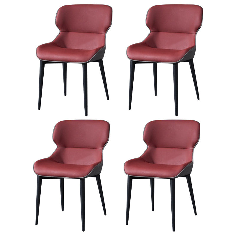 European Glam Style Metal Chair Set Wingback Side Dining Room Kitchen Chairs Burgundy 4 Piece Set Clearhalo ' kitchen&dining_furn' 'Dining Chairs' 'Dining Tables & Seating' 'dining_chair' 'furn' 'furn_dining_chair' 'Furniture' 'furniture_dining_chair' 'Kitchen & Dining Furniture' 'kitchen' 3779529