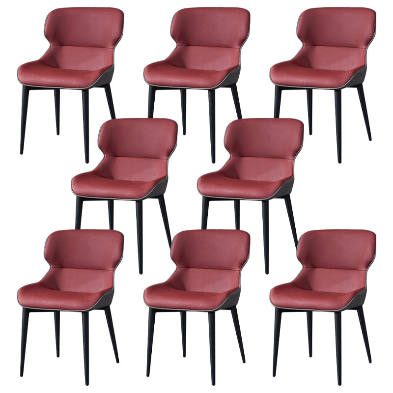 European Glam Style Metal Chair Set Wingback Side Dining Room Kitchen Chairs Burgundy 8 Piece Set Clearhalo ' kitchen&dining_furn' 'Dining Chairs' 'Dining Tables & Seating' 'dining_chair' 'furn' 'furn_dining_chair' 'Furniture' 'furniture_dining_chair' 'Kitchen & Dining Furniture' 'kitchen' 3779531