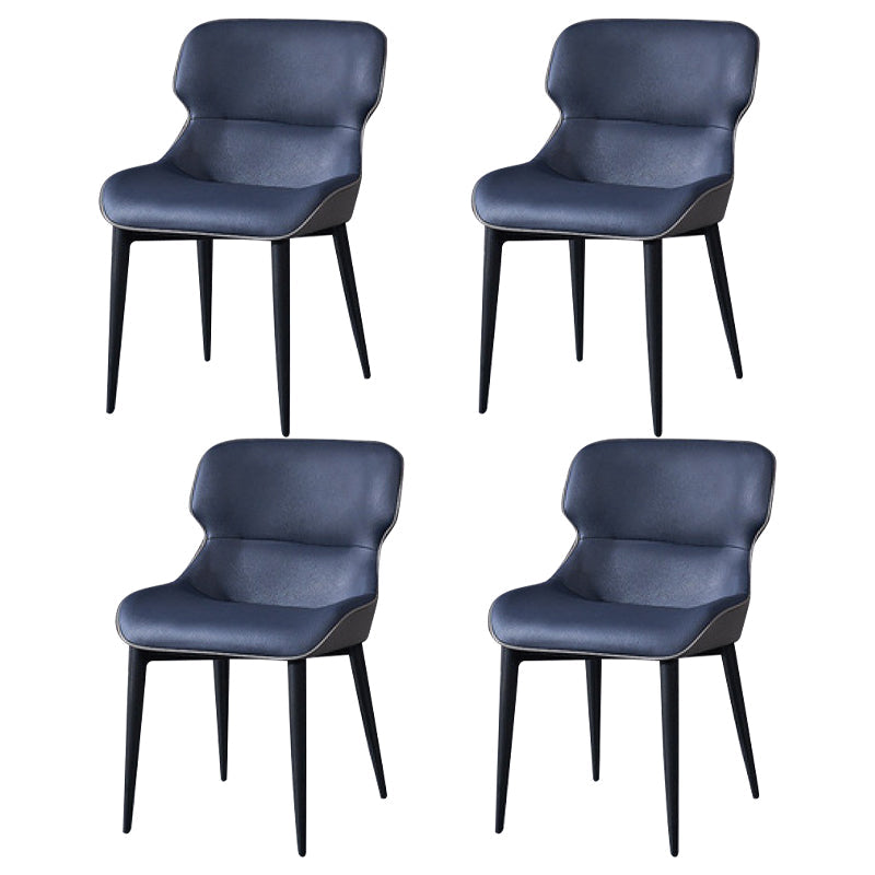 European Glam Style Metal Chair Set Wingback Side Dining Room Kitchen Chairs Dark Blue 4 Piece Set Clearhalo ' kitchen&dining_furn' 'Dining Chairs' 'Dining Tables & Seating' 'dining_chair' 'furn' 'furn_dining_chair' 'Furniture' 'furniture_dining_chair' 'Kitchen & Dining Furniture' 'kitchen' 3779533