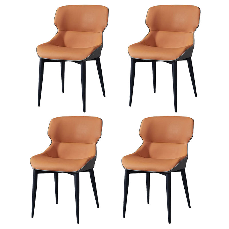 European Glam Style Metal Chair Set Wingback Side Dining Room Kitchen Chairs Orange 4 Piece Set Clearhalo ' kitchen&dining_furn' 'Dining Chairs' 'Dining Tables & Seating' 'dining_chair' 'furn' 'furn_dining_chair' 'Furniture' 'furniture_dining_chair' 'Kitchen & Dining Furniture' 'kitchen' 3779545