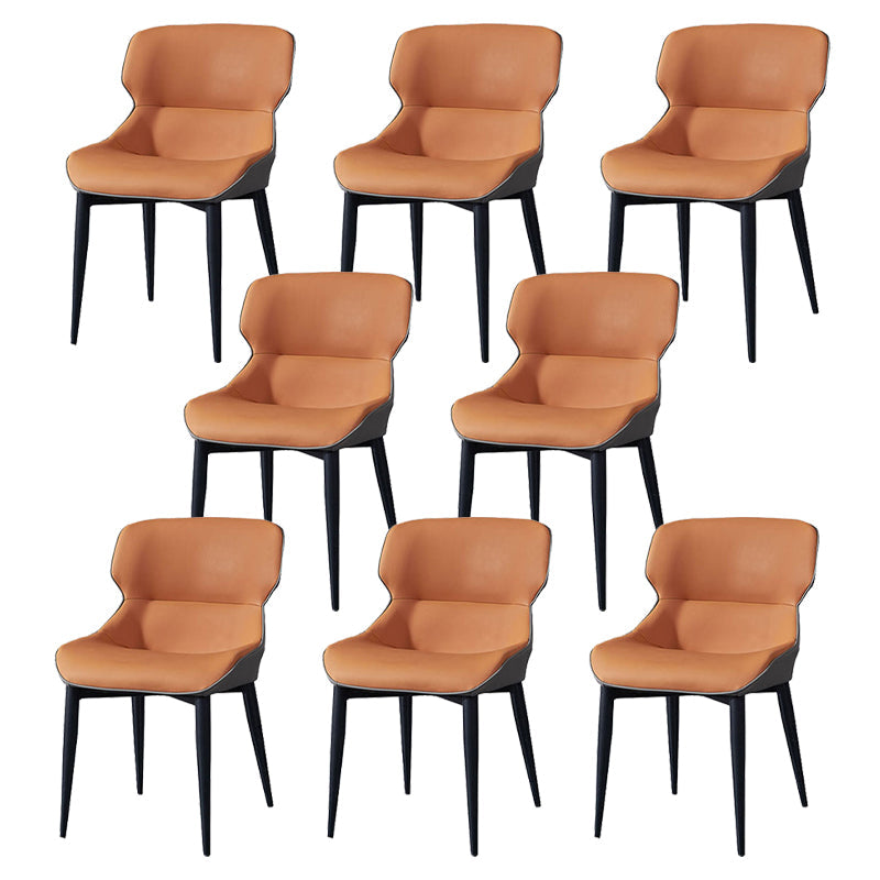 European Glam Style Metal Chair Set Wingback Side Dining Room Kitchen Chairs Orange 8 Piece Set Clearhalo ' kitchen&dining_furn' 'Dining Chairs' 'Dining Tables & Seating' 'dining_chair' 'furn' 'furn_dining_chair' 'Furniture' 'furniture_dining_chair' 'Kitchen & Dining Furniture' 'kitchen' 3779546