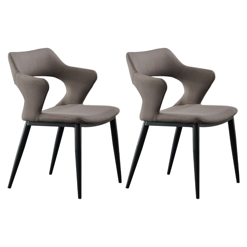 Contemporary Metal Dining Room Chairs Linen Fabric Dining Chair for Home Use Dark Gray 2 Piece Set Clearhalo ' kitchen&dining_furn' 'Dining Chairs' 'Dining Tables & Seating' 'dining_chair' 'furn' 'furn_dining_chair' 'Furniture' 'furniture_dining_chair' 'Kitchen & Dining Furniture' 'kitchen' 3779640