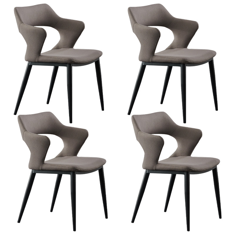 Contemporary Metal Dining Room Chairs Linen Fabric Dining Chair for Home Use Dark Gray 4 Piece Set Clearhalo ' kitchen&dining_furn' 'Dining Chairs' 'Dining Tables & Seating' 'dining_chair' 'furn' 'furn_dining_chair' 'Furniture' 'furniture_dining_chair' 'Kitchen & Dining Furniture' 'kitchen' 3779642