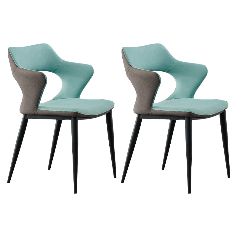 Contemporary Metal Dining Room Chairs Linen Fabric Dining Chair for Home Use Turquoise 2 Piece Set Clearhalo ' kitchen&dining_furn' 'Dining Chairs' 'Dining Tables & Seating' 'dining_chair' 'furn' 'furn_dining_chair' 'Furniture' 'furniture_dining_chair' 'Kitchen & Dining Furniture' 'kitchen' 3779652