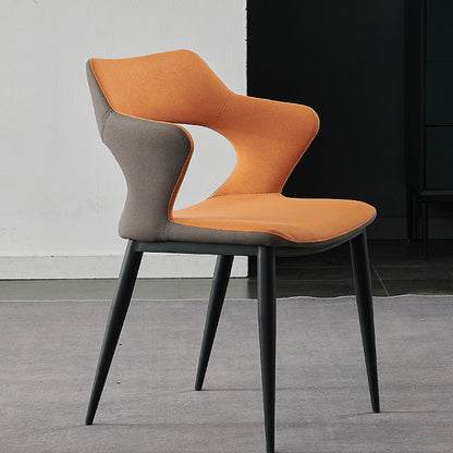 Contemporary Metal Dining Room Chairs Linen Fabric Dining Chair for Home Use Orange 1 Piece Clearhalo ' kitchen&dining_furn' 'Dining Chairs' 'Dining Tables & Seating' 'dining_chair' 'furn' 'furn_dining_chair' 'Furniture' 'furniture_dining_chair' 'Kitchen & Dining Furniture' 'kitchen' 3779655