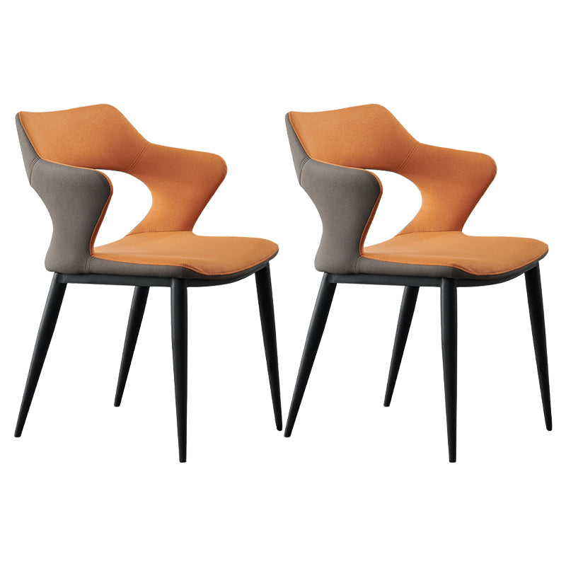 Contemporary Metal Dining Room Chairs Linen Fabric Dining Chair for Home Use Orange 2 Piece Set Clearhalo ' kitchen&dining_furn' 'Dining Chairs' 'Dining Tables & Seating' 'dining_chair' 'furn' 'furn_dining_chair' 'Furniture' 'furniture_dining_chair' 'Kitchen & Dining Furniture' 'kitchen' 3779657