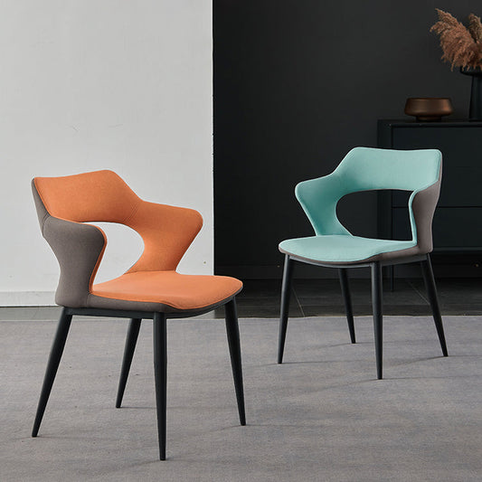 Contemporary Metal Dining Room Chairs Linen Fabric Dining Chair for Home Use Clearhalo ' kitchen&dining_furn' 'Dining Chairs' 'Dining Tables & Seating' 'dining_chair' 'furn' 'furn_dining_chair' 'Furniture' 'furniture_dining_chair' 'Kitchen & Dining Furniture' 'kitchen' 3779658