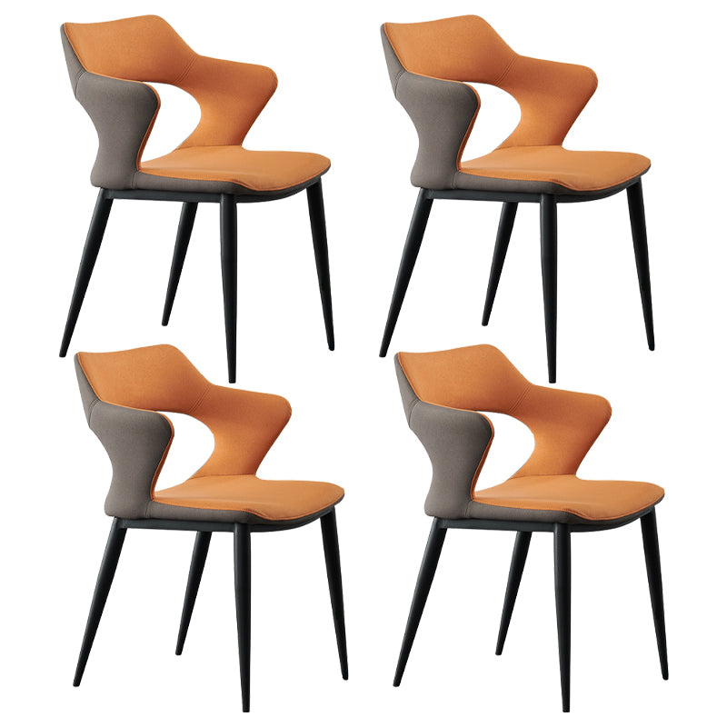 Contemporary Metal Dining Room Chairs Linen Fabric Dining Chair for Home Use Orange 4 Piece Set Clearhalo ' kitchen&dining_furn' 'Dining Chairs' 'Dining Tables & Seating' 'dining_chair' 'furn' 'furn_dining_chair' 'Furniture' 'furniture_dining_chair' 'Kitchen & Dining Furniture' 'kitchen' 3779660