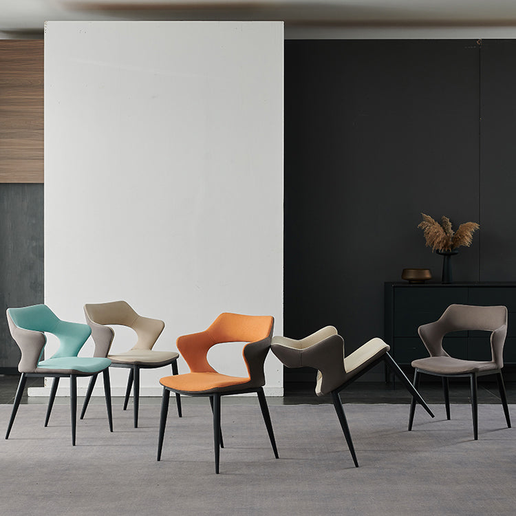 Contemporary Metal Dining Room Chairs Linen Fabric Dining Chair for Home Use Clearhalo ' kitchen&dining_furn' 'Dining Chairs' 'Dining Tables & Seating' 'dining_chair' 'furn' 'furn_dining_chair' 'Furniture' 'furniture_dining_chair' 'Kitchen & Dining Furniture' 'kitchen' 3779661