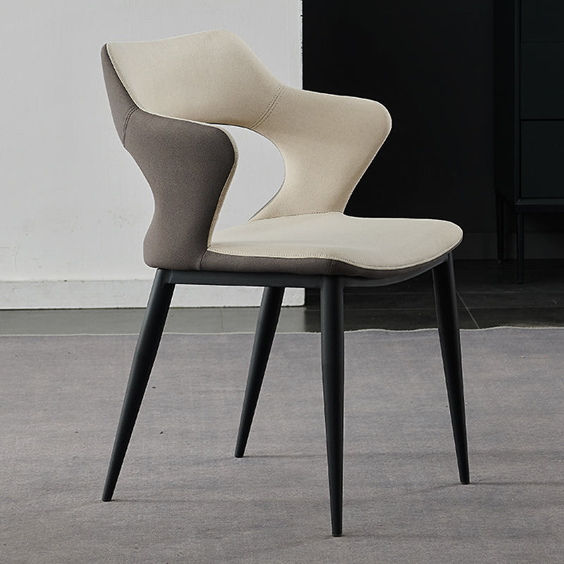 Contemporary Metal Dining Room Chairs Linen Fabric Dining Chair for Home Use Off-White 1 Piece Clearhalo ' kitchen&dining_furn' 'Dining Chairs' 'Dining Tables & Seating' 'dining_chair' 'furn' 'furn_dining_chair' 'Furniture' 'furniture_dining_chair' 'Kitchen & Dining Furniture' 'kitchen' 3779662