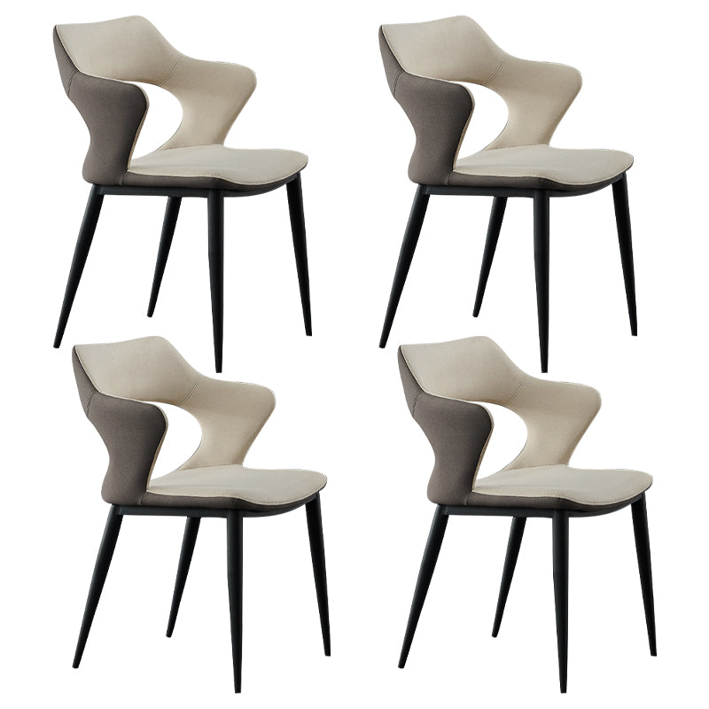 Contemporary Metal Dining Room Chairs Linen Fabric Dining Chair for Home Use Off-White 4 Piece Set Clearhalo ' kitchen&dining_furn' 'Dining Chairs' 'Dining Tables & Seating' 'dining_chair' 'furn' 'furn_dining_chair' 'Furniture' 'furniture_dining_chair' 'Kitchen & Dining Furniture' 'kitchen' 3779664