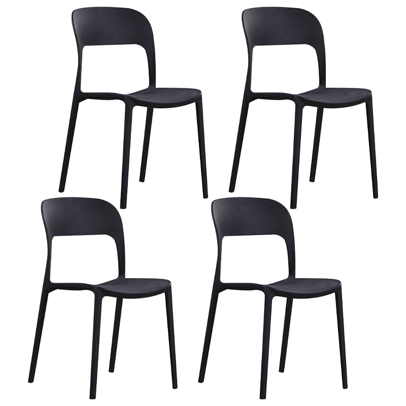 Scandinavian Armless Dining Chairs Plastic Indoor Open Back Side Chair Black 4 Piece Set Clearhalo ' kitchen&dining_furn' 'Dining Chairs' 'Dining Tables & Seating' 'dining_chair' 'furn' 'furn_dining_chair' 'Furniture' 'furniture_dining_chair' 'Kitchen & Dining Furniture' 'kitchen' 3779666