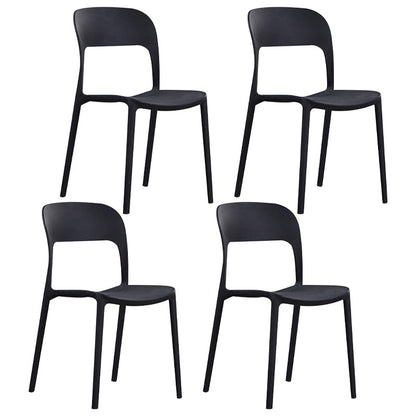 Scandinavian Armless Dining Chairs Plastic Indoor Open Back Side Chair Black 4 Piece Set Clearhalo ' kitchen&dining_furn' 'Dining Chairs' 'Dining Tables & Seating' 'dining_chair' 'furn' 'furn_dining_chair' 'Furniture' 'furniture_dining_chair' 'Kitchen & Dining Furniture' 'kitchen' 3779666