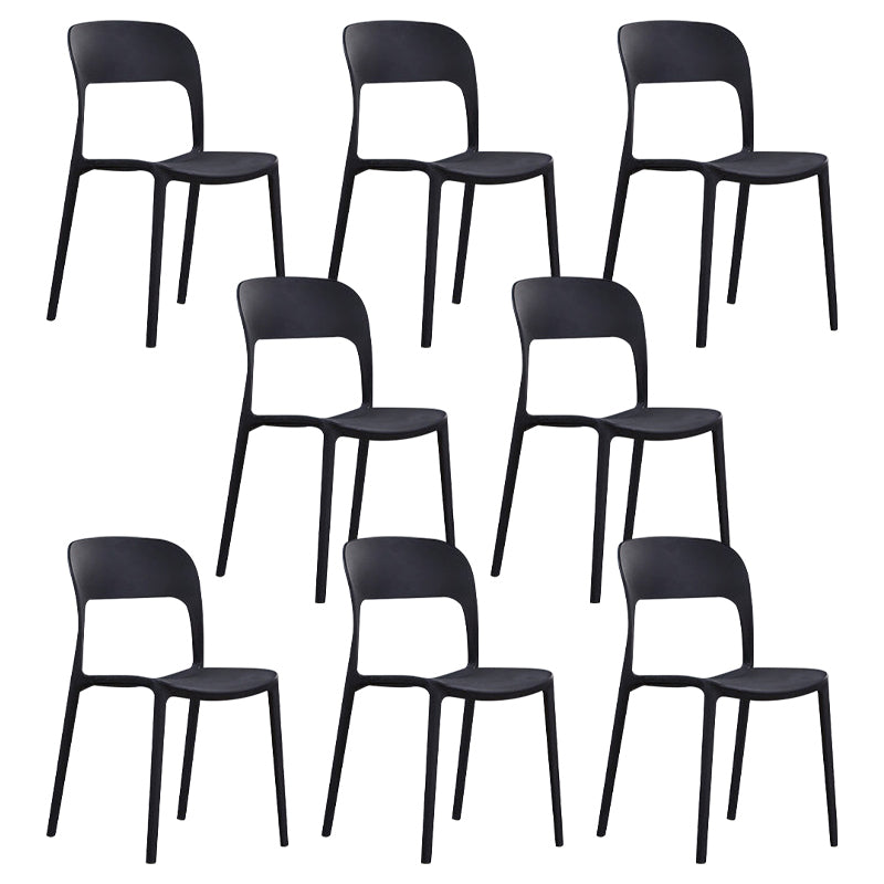 Scandinavian Armless Dining Chairs Plastic Indoor Open Back Side Chair Black 8 Piece Set Clearhalo ' kitchen&dining_furn' 'Dining Chairs' 'Dining Tables & Seating' 'dining_chair' 'furn' 'furn_dining_chair' 'Furniture' 'furniture_dining_chair' 'Kitchen & Dining Furniture' 'kitchen' 3779668
