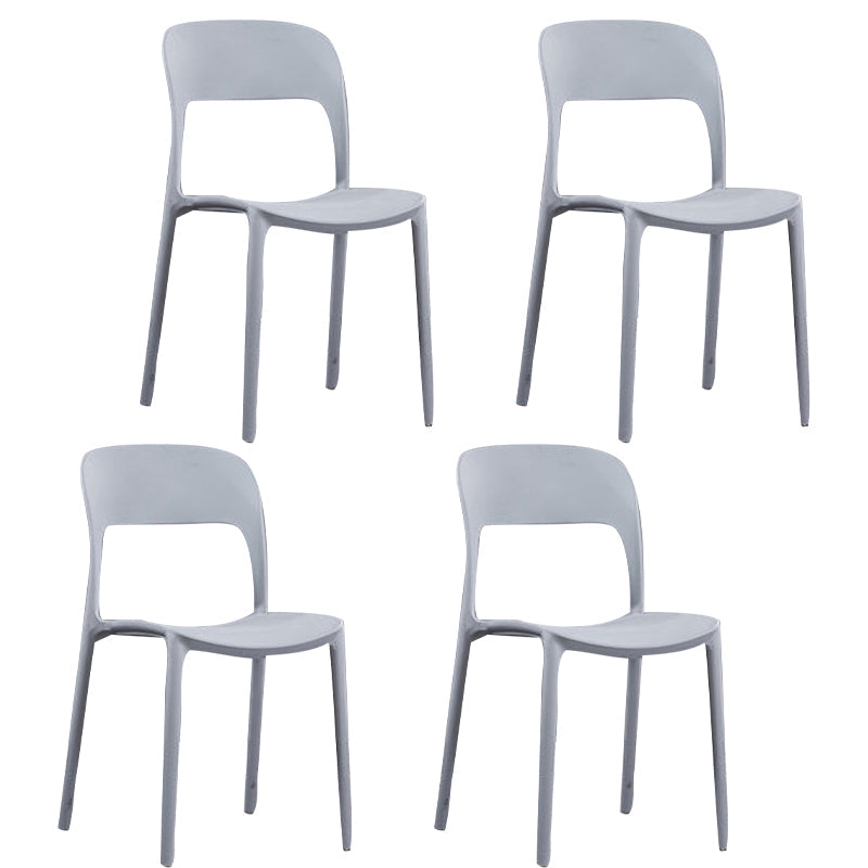 Scandinavian Armless Dining Chairs Plastic Indoor Open Back Side Chair Grey 4 Piece Set Clearhalo ' kitchen&dining_furn' 'Dining Chairs' 'Dining Tables & Seating' 'dining_chair' 'furn' 'furn_dining_chair' 'Furniture' 'furniture_dining_chair' 'Kitchen & Dining Furniture' 'kitchen' 3779670