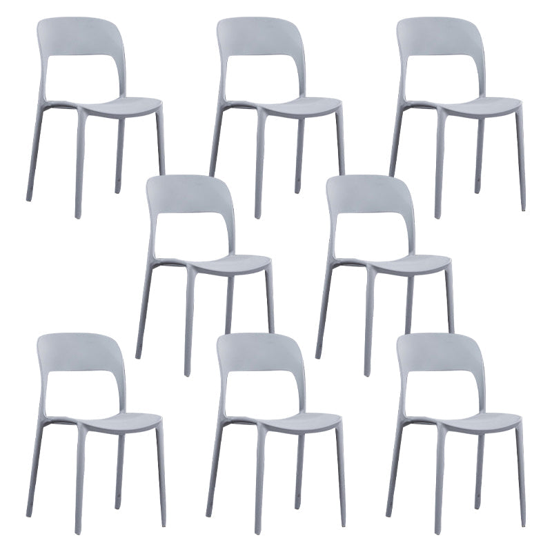 Scandinavian Armless Dining Chairs Plastic Indoor Open Back Side Chair Grey 8 Piece Set Clearhalo ' kitchen&dining_furn' 'Dining Chairs' 'Dining Tables & Seating' 'dining_chair' 'furn' 'furn_dining_chair' 'Furniture' 'furniture_dining_chair' 'Kitchen & Dining Furniture' 'kitchen' 3779671