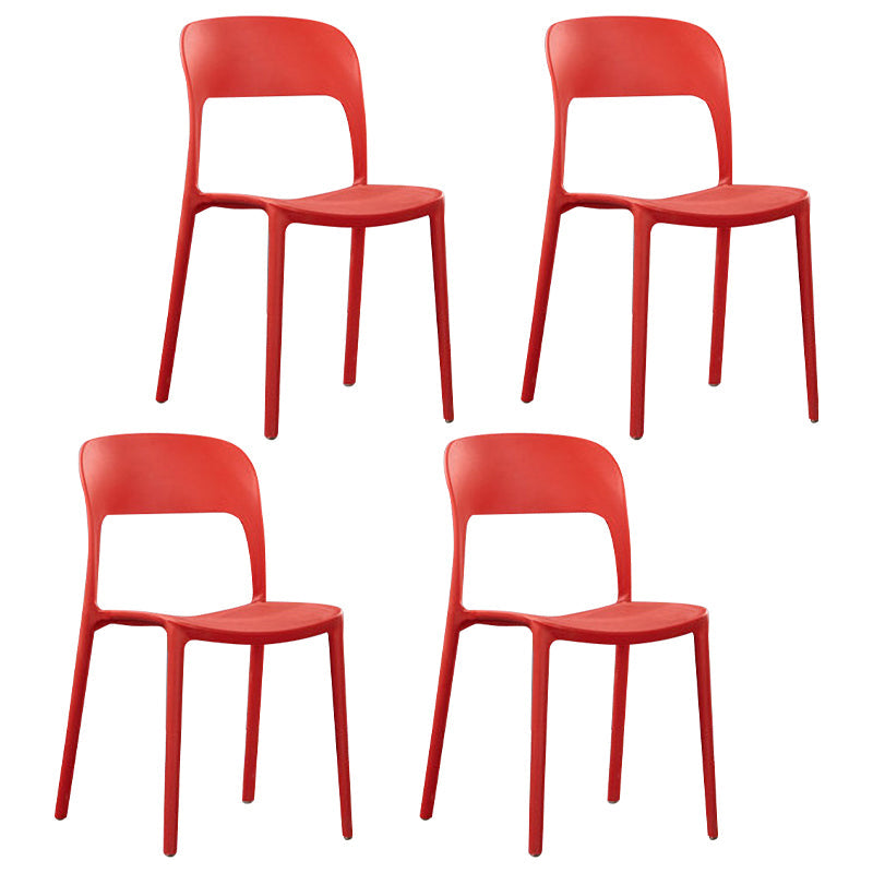 Scandinavian Armless Dining Chairs Plastic Indoor Open Back Side Chair Red 4 Piece Set Clearhalo ' kitchen&dining_furn' 'Dining Chairs' 'Dining Tables & Seating' 'dining_chair' 'furn' 'furn_dining_chair' 'Furniture' 'furniture_dining_chair' 'Kitchen & Dining Furniture' 'kitchen' 3779677