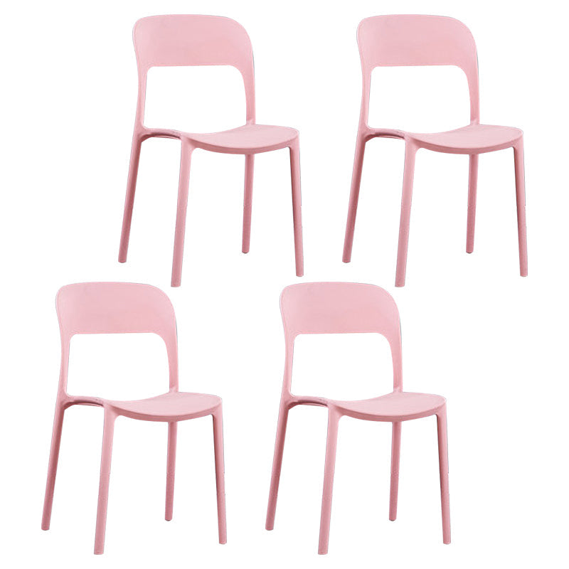 Scandinavian Armless Dining Chairs Plastic Indoor Open Back Side Chair Pink 4 Piece Set Clearhalo ' kitchen&dining_furn' 'Dining Chairs' 'Dining Tables & Seating' 'dining_chair' 'furn' 'furn_dining_chair' 'Furniture' 'furniture_dining_chair' 'Kitchen & Dining Furniture' 'kitchen' 3779682