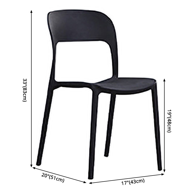 Scandinavian Armless Dining Chairs Plastic Indoor Open Back Side Chair Clearhalo ' kitchen&dining_furn' 'Dining Chairs' 'Dining Tables & Seating' 'dining_chair' 'furn' 'furn_dining_chair' 'Furniture' 'furniture_dining_chair' 'Kitchen & Dining Furniture' 'kitchen' 3779683