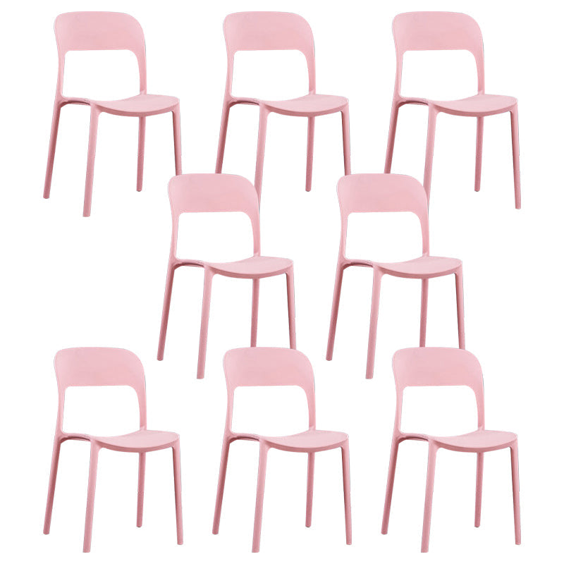 Scandinavian Armless Dining Chairs Plastic Indoor Open Back Side Chair Pink 8 Piece Set Clearhalo ' kitchen&dining_furn' 'Dining Chairs' 'Dining Tables & Seating' 'dining_chair' 'furn' 'furn_dining_chair' 'Furniture' 'furniture_dining_chair' 'Kitchen & Dining Furniture' 'kitchen' 3779684