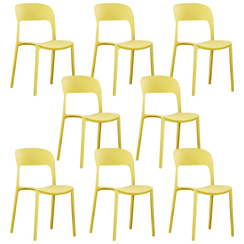 Scandinavian Armless Dining Chairs Plastic Indoor Open Back Side Chair Yellow 8 Piece Set Clearhalo ' kitchen&dining_furn' 'Dining Chairs' 'Dining Tables & Seating' 'dining_chair' 'furn' 'furn_dining_chair' 'Furniture' 'furniture_dining_chair' 'Kitchen & Dining Furniture' 'kitchen' 3779688