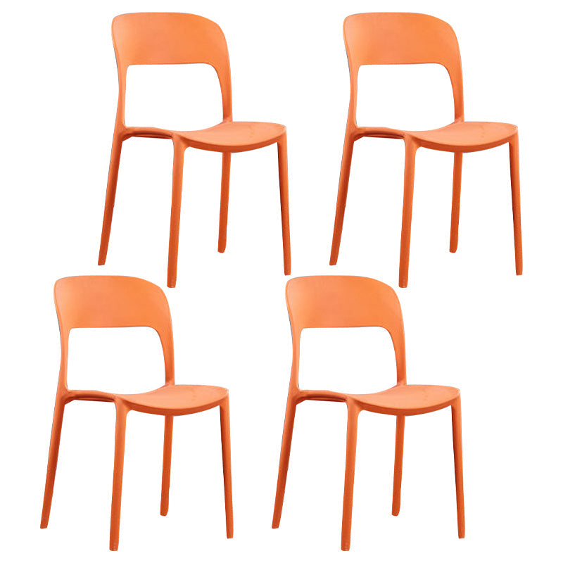 Scandinavian Armless Dining Chairs Plastic Indoor Open Back Side Chair Orange 4 Piece Set Clearhalo ' kitchen&dining_furn' 'Dining Chairs' 'Dining Tables & Seating' 'dining_chair' 'furn' 'furn_dining_chair' 'Furniture' 'furniture_dining_chair' 'Kitchen & Dining Furniture' 'kitchen' 3779689