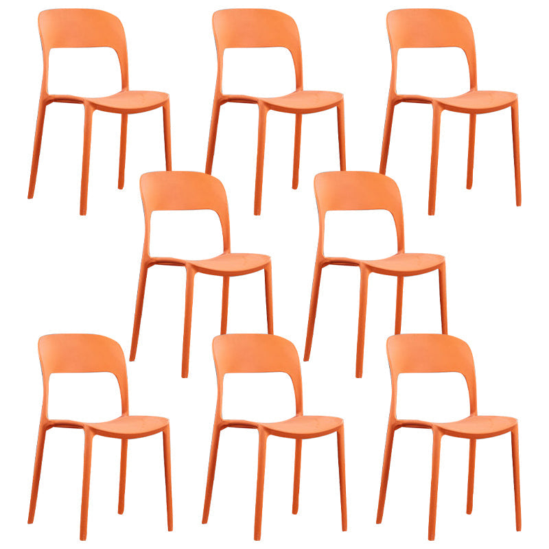 Scandinavian Armless Dining Chairs Plastic Indoor Open Back Side Chair Orange 8 Piece Set Clearhalo ' kitchen&dining_furn' 'Dining Chairs' 'Dining Tables & Seating' 'dining_chair' 'furn' 'furn_dining_chair' 'Furniture' 'furniture_dining_chair' 'Kitchen & Dining Furniture' 'kitchen' 3779690