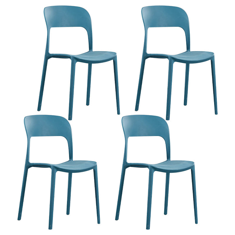 Scandinavian Armless Dining Chairs Plastic Indoor Open Back Side Chair Blue 4 Piece Set Clearhalo ' kitchen&dining_furn' 'Dining Chairs' 'Dining Tables & Seating' 'dining_chair' 'furn' 'furn_dining_chair' 'Furniture' 'furniture_dining_chair' 'Kitchen & Dining Furniture' 'kitchen' 3779691
