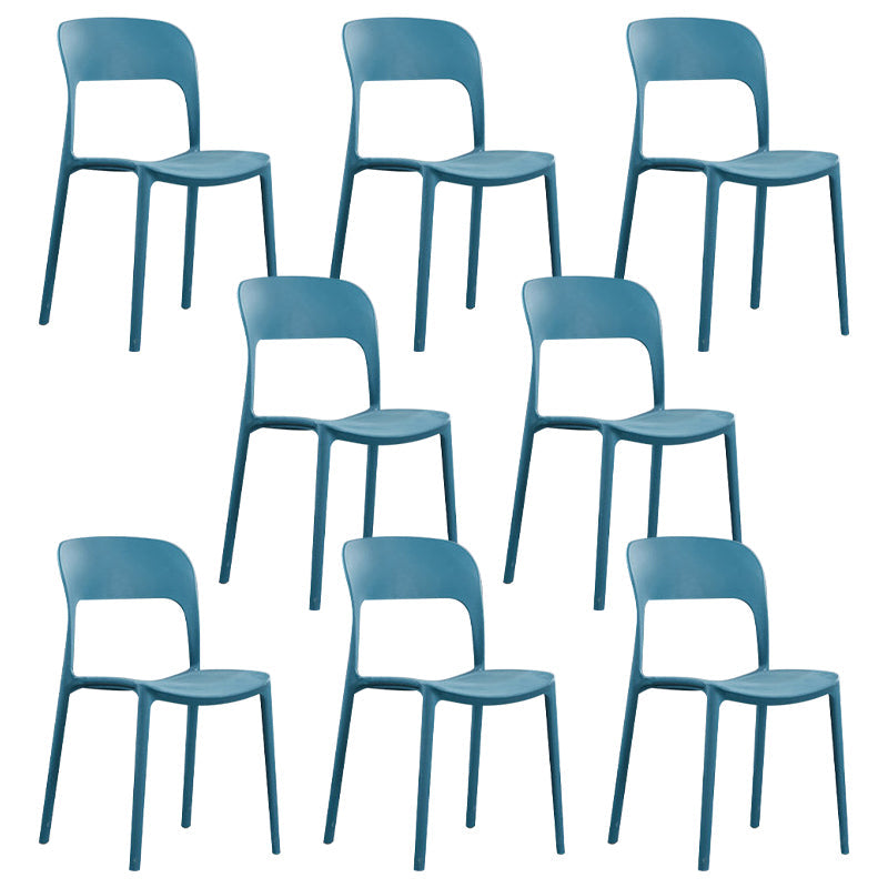 Scandinavian Armless Dining Chairs Plastic Indoor Open Back Side Chair Blue 8 Piece Set Clearhalo ' kitchen&dining_furn' 'Dining Chairs' 'Dining Tables & Seating' 'dining_chair' 'furn' 'furn_dining_chair' 'Furniture' 'furniture_dining_chair' 'Kitchen & Dining Furniture' 'kitchen' 3779692